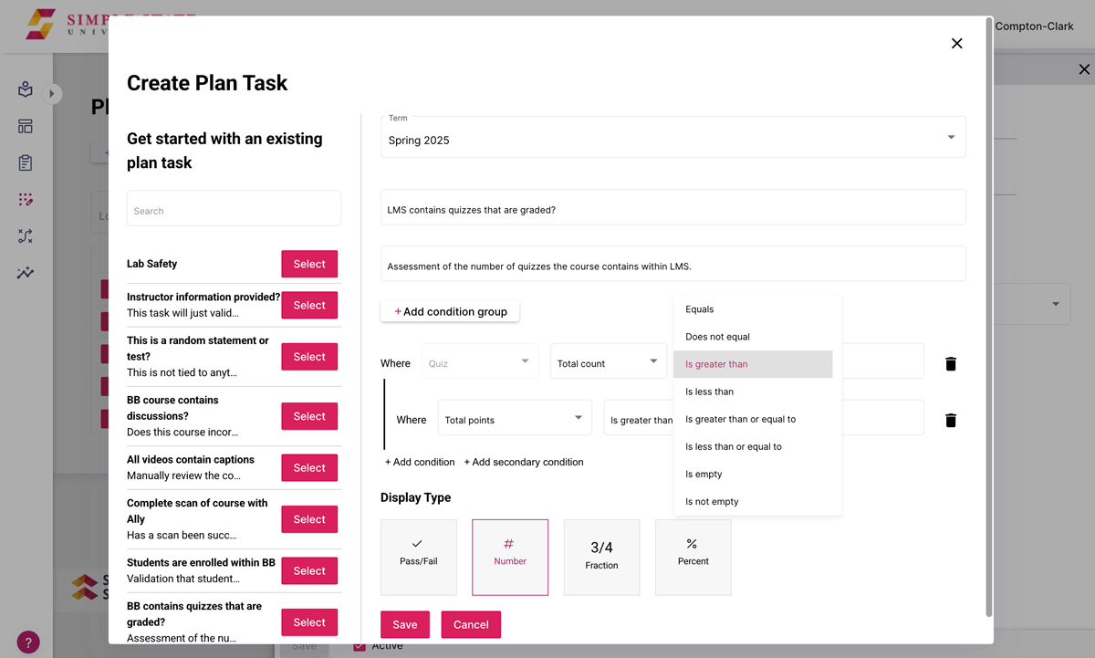 Course readiness plan builder